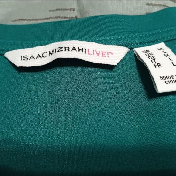 Isaac Mizrahi Live! Size M Tulip LongSleeve Tulip Hem Top Color Jade Women's Top - Picture 2 of 8
